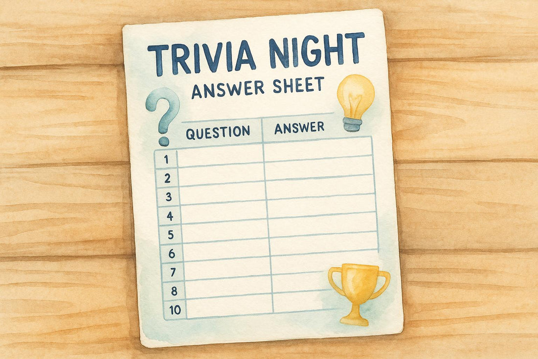 Trivia Night Answer Sheet Free Printable for Game Hosts