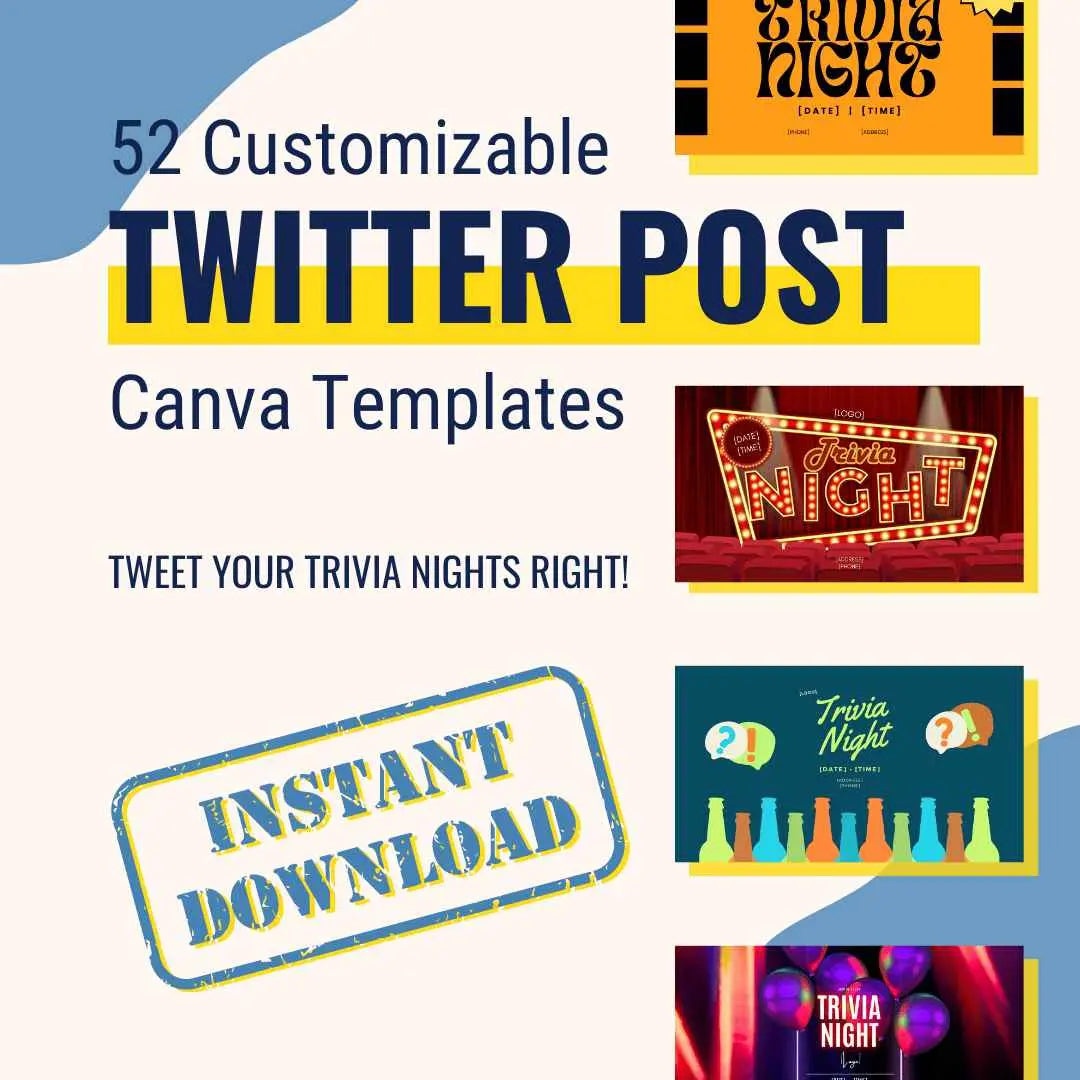 Twitter (X) Post Trivia Templates (52 Pack, Canva Customizable)