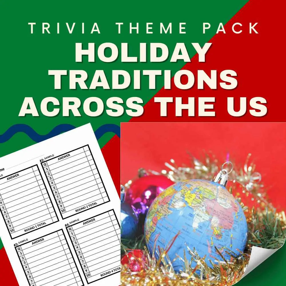 Holiday Traditions Across the US Trivia Night Theme Pack - themed holiday trivia questions pack | Cheap Trivia