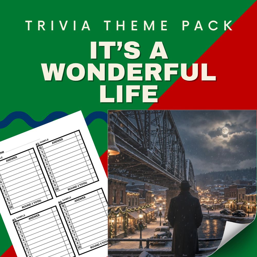 It's a Wonderful Life trivia night theme pack cover - Frank Capra 1946 classic film quiz