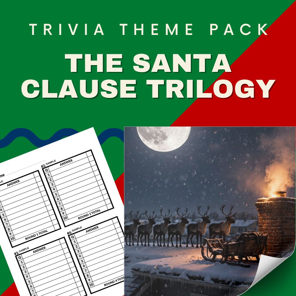The Santa Clause trilogy trivia night theme pack cover - Tim Allen Disney Christmas movies quiz
