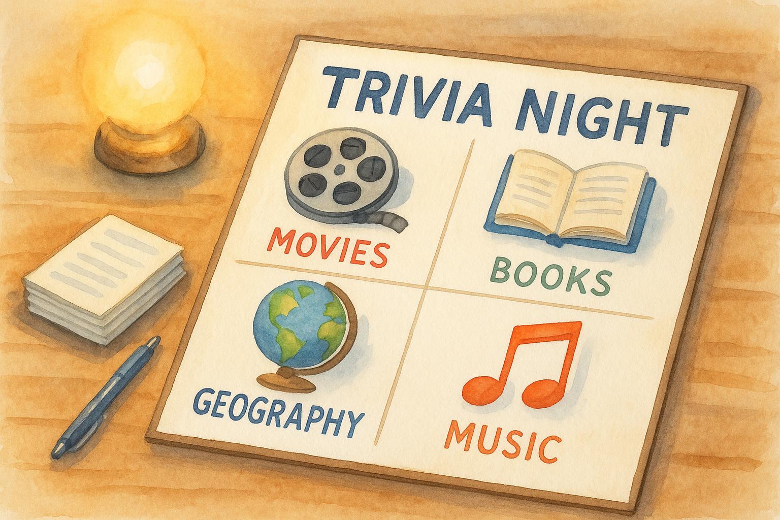 Trivia Topic Screen Trivia Categories Questions and Answers for Themed Trivia Nights ...