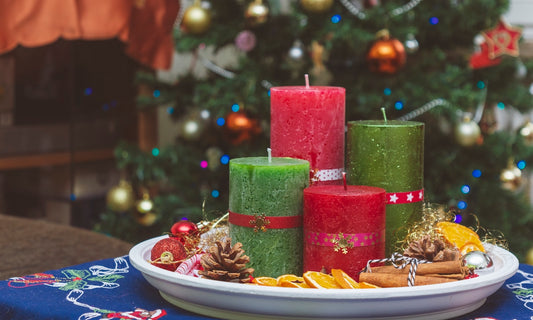 red and green pillar candles