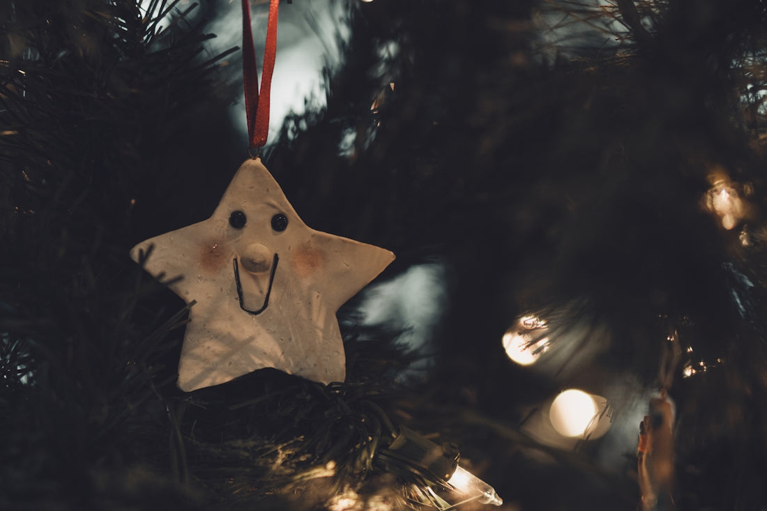 brown and white star ornament