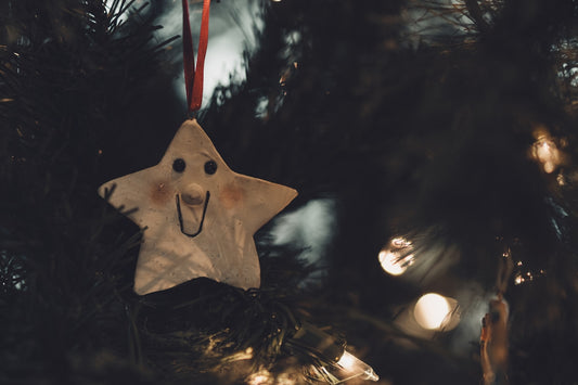 brown and white star ornament