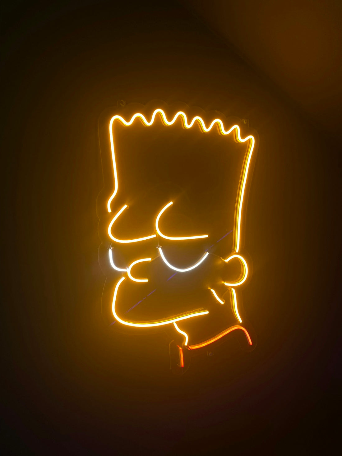 a neon sign of a man with a beard