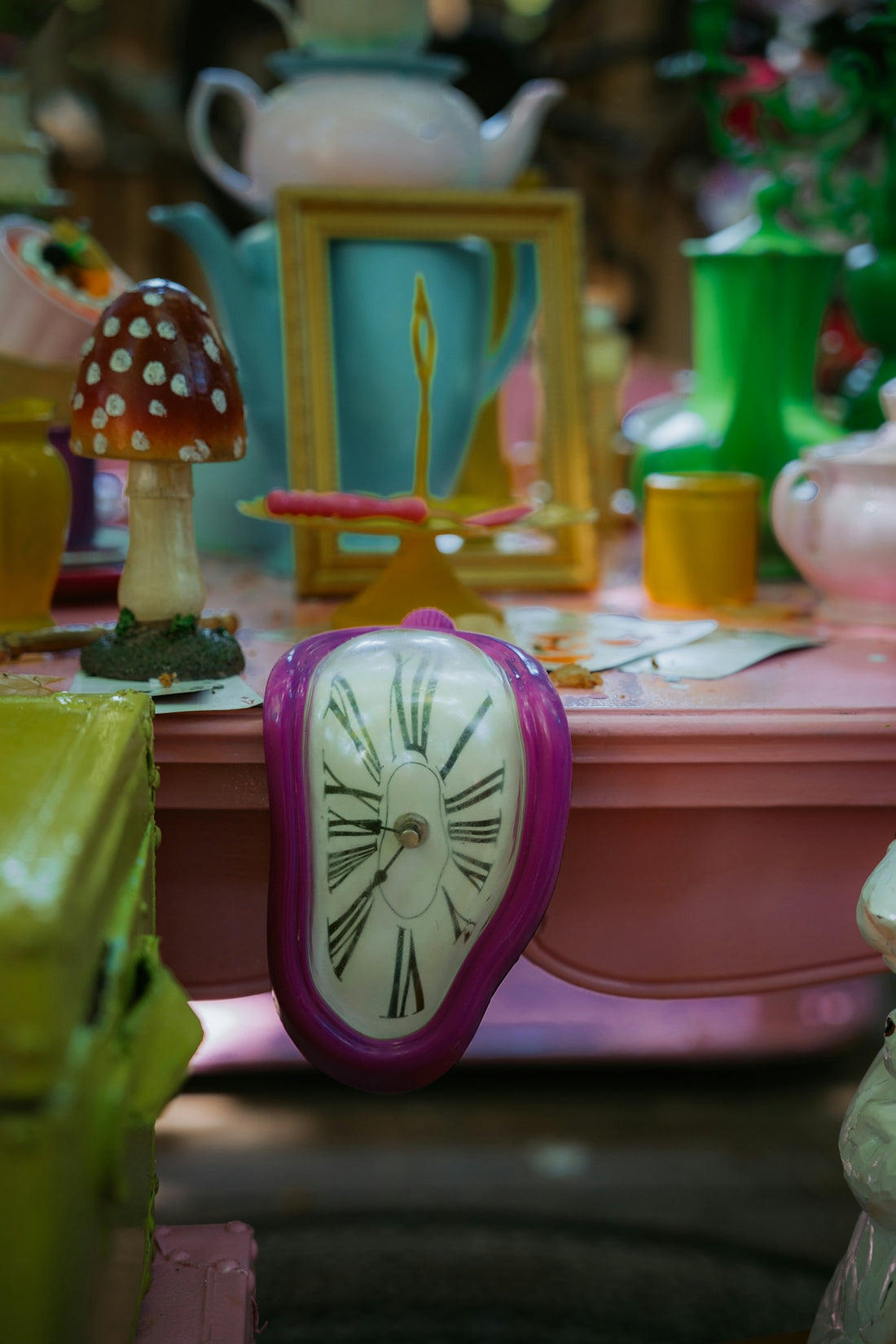 A surreal alice in wonderland themed tea party.