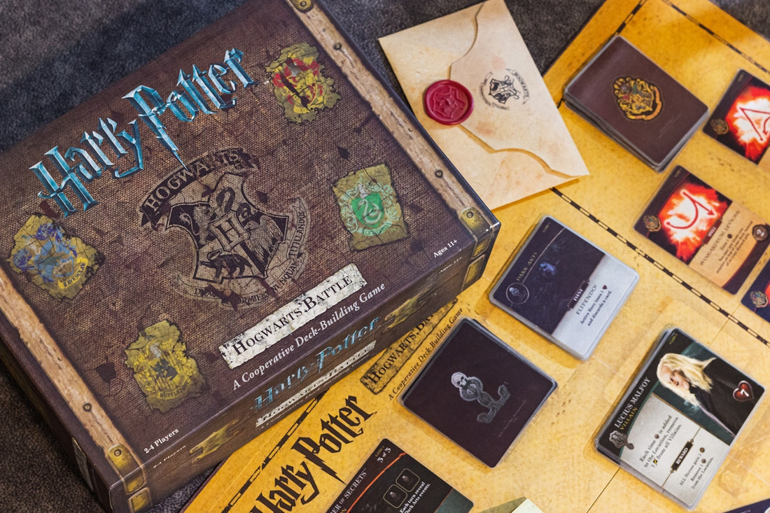 Harry potter hogwarts battle board game components laid out