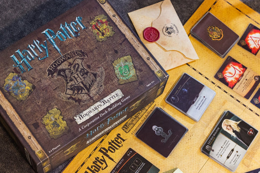 Harry potter hogwarts battle board game components laid out