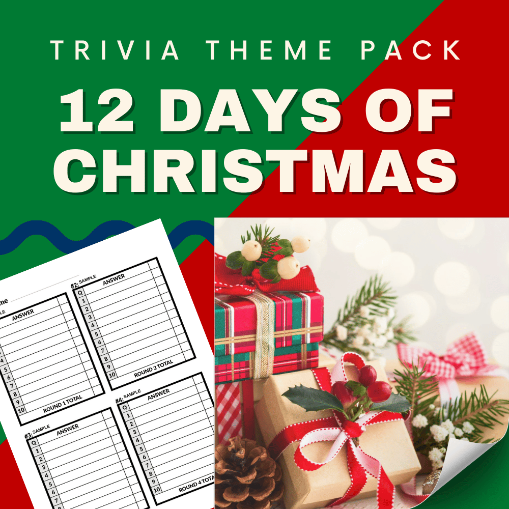 The 12 Days of Christmas Printable Trivia Questions and Answers for Pub Quiz.