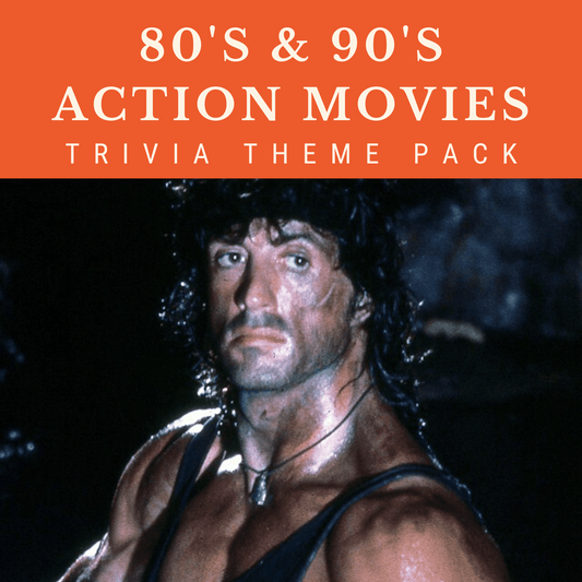 80's and 90's Action Movies Trivia Night Theme Pack for Bars and Restaurants