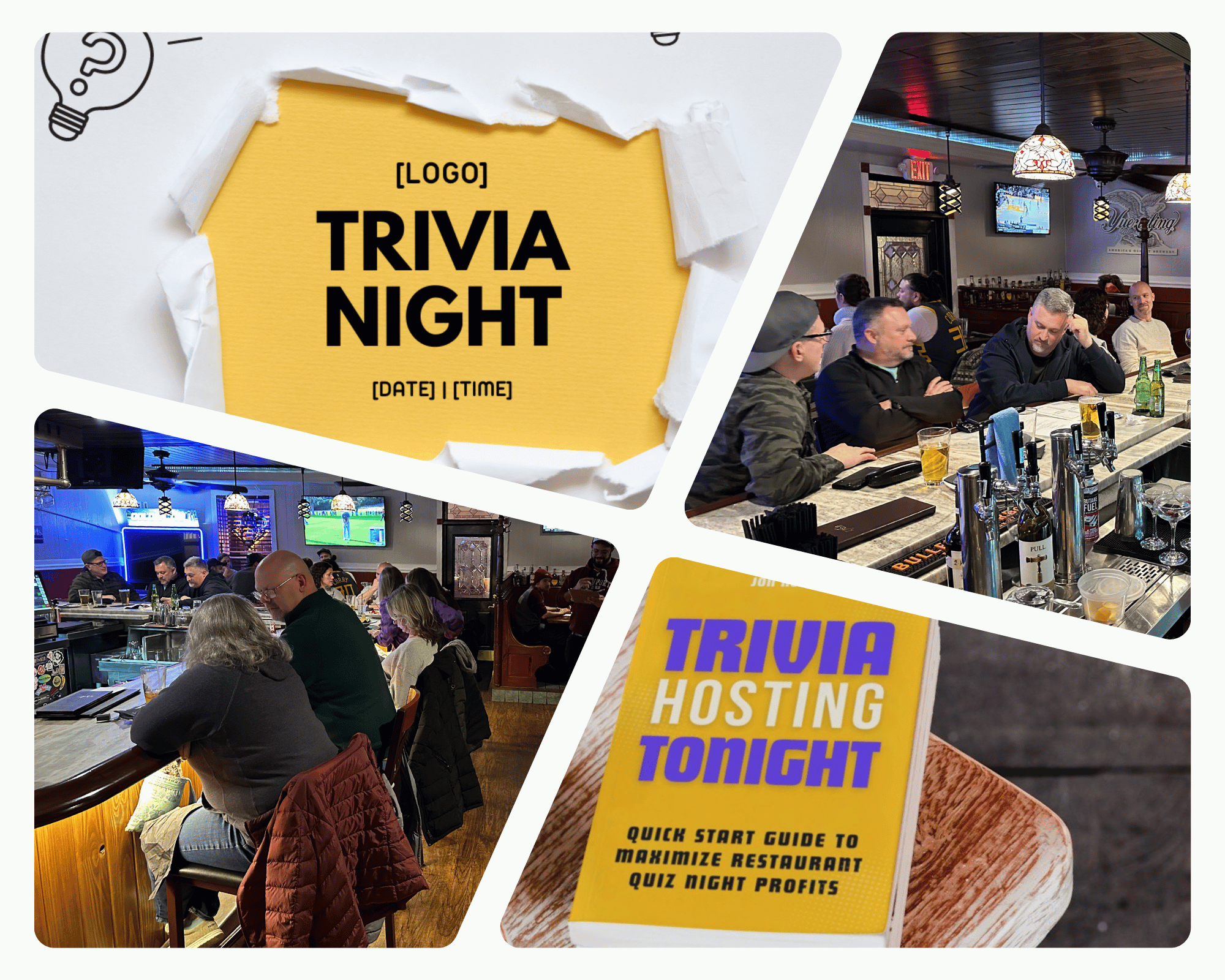 Trivia night marketing materials and promotional resources for bars and restaurants