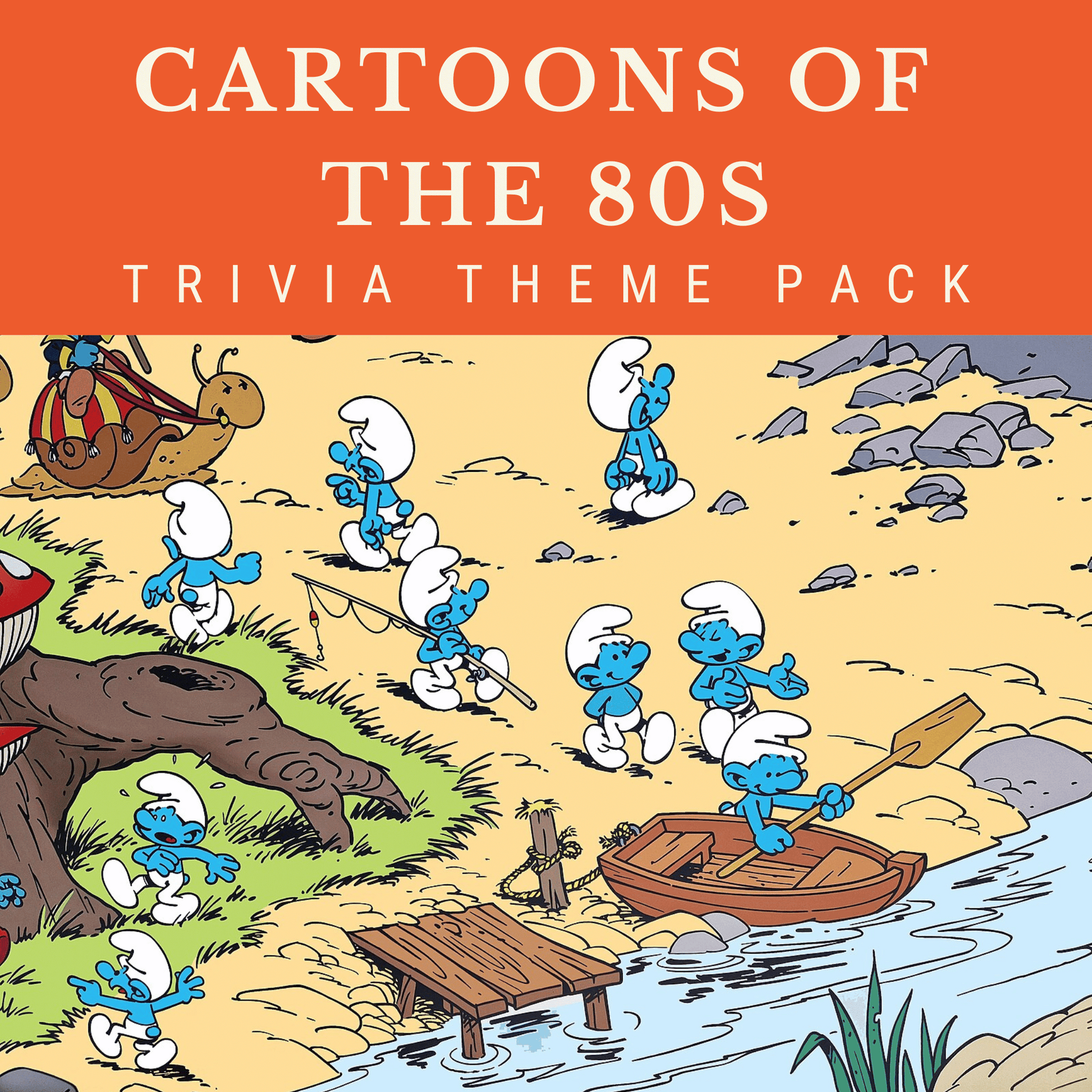 Cartoons of the 80s Trivia Night Theme Pack featuring iconic animated characters and nostalgic quiz content.