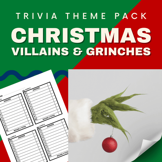 Christmas Villains and Grinches Printable Trivia Questions and Answers for Pub Quiz.