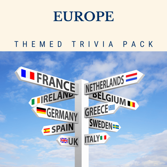 Europe Trivia Night Theme Pack - Enjoy European history, culture, and landmarks with engaging trivia questions.