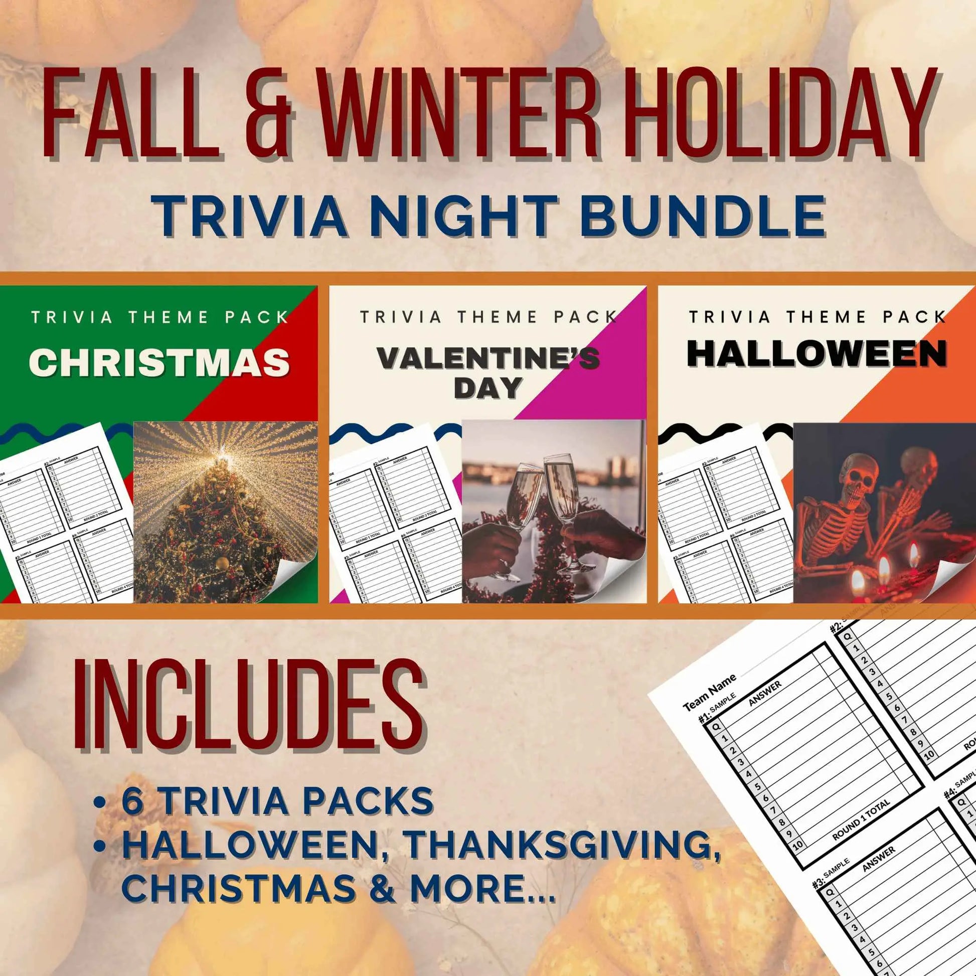 Fall & Winter Holiday Trivia Night Bundle