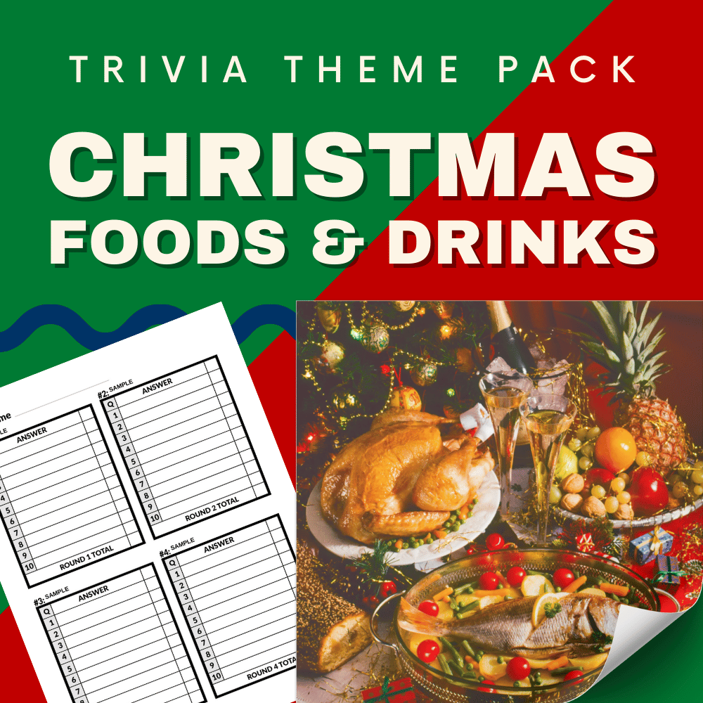 Christmas Foods and Drinks Printable Trivia Questions and Answers for Pub Quiz.