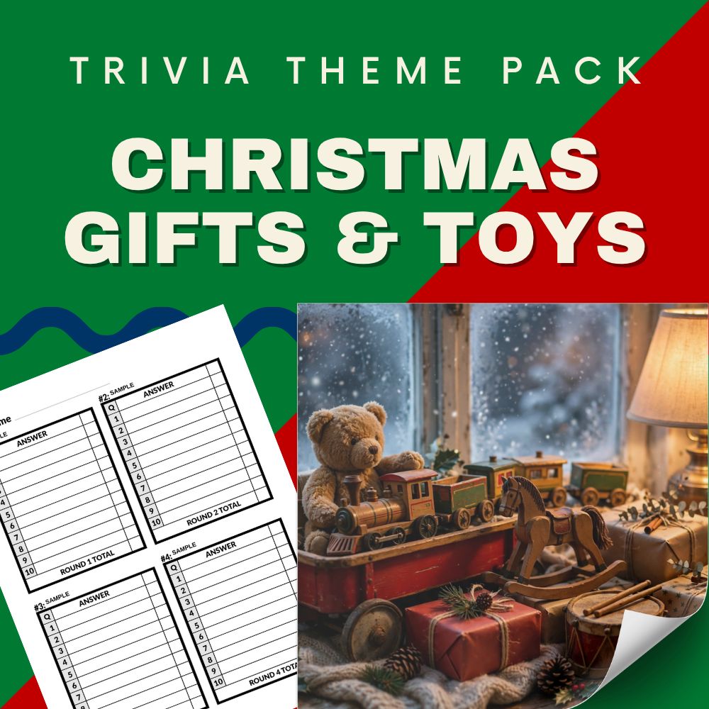 Famous Christmas gifts and toys trivia night theme pack cover - Cabbage Patch Kids Tickle Me Elmo quiz