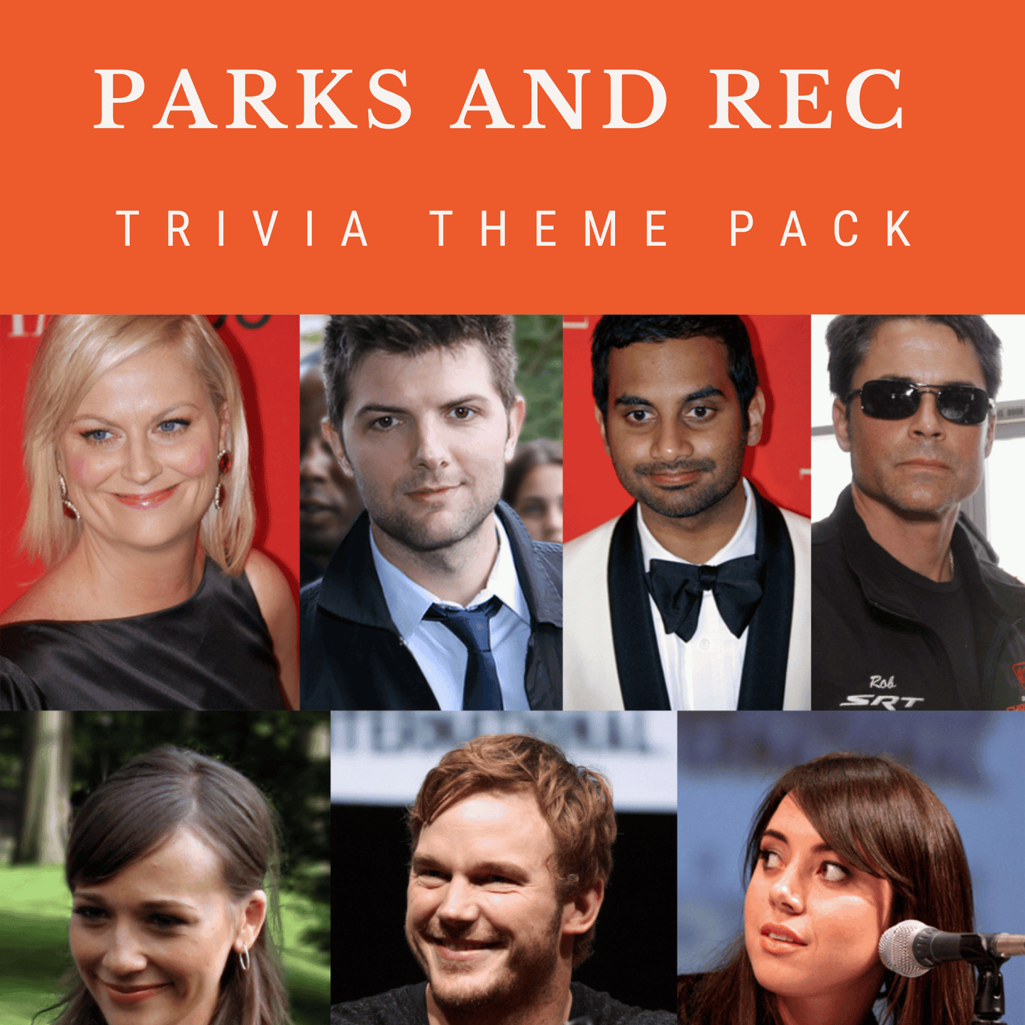 Parks and Rec Trivia Night Theme Pack, featuring trivia questions about Pawnee, Indiana, and its beloved characters.