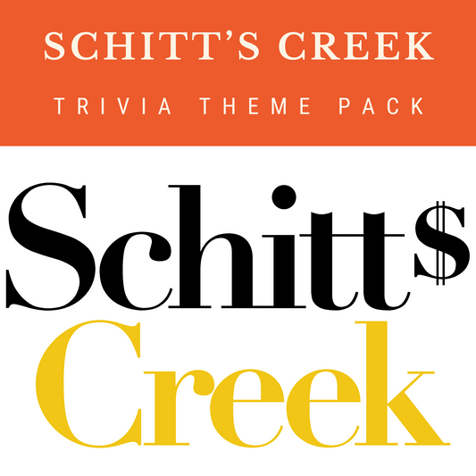 Schitt's Creek Trivia Night Pack with 40+ questions for bars and restaurants.