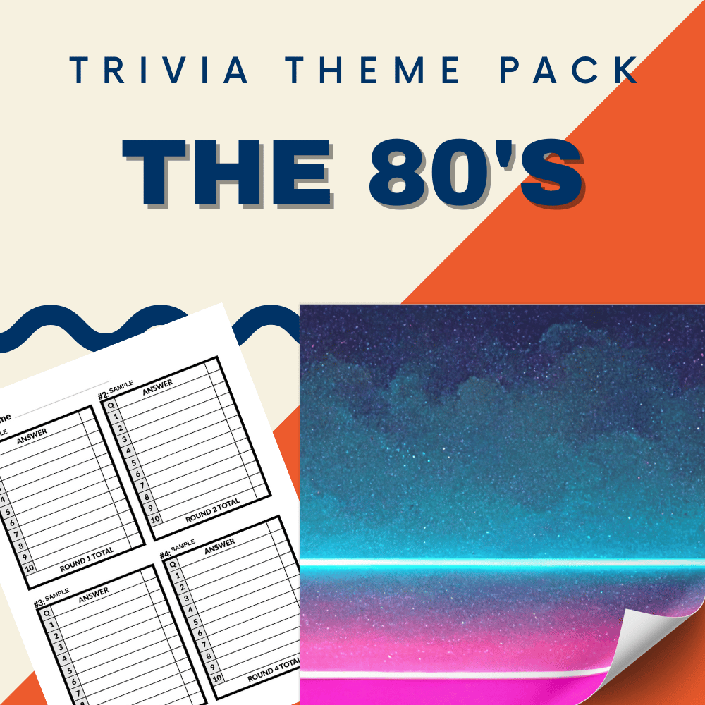 80's themed trivia pack with neon lights