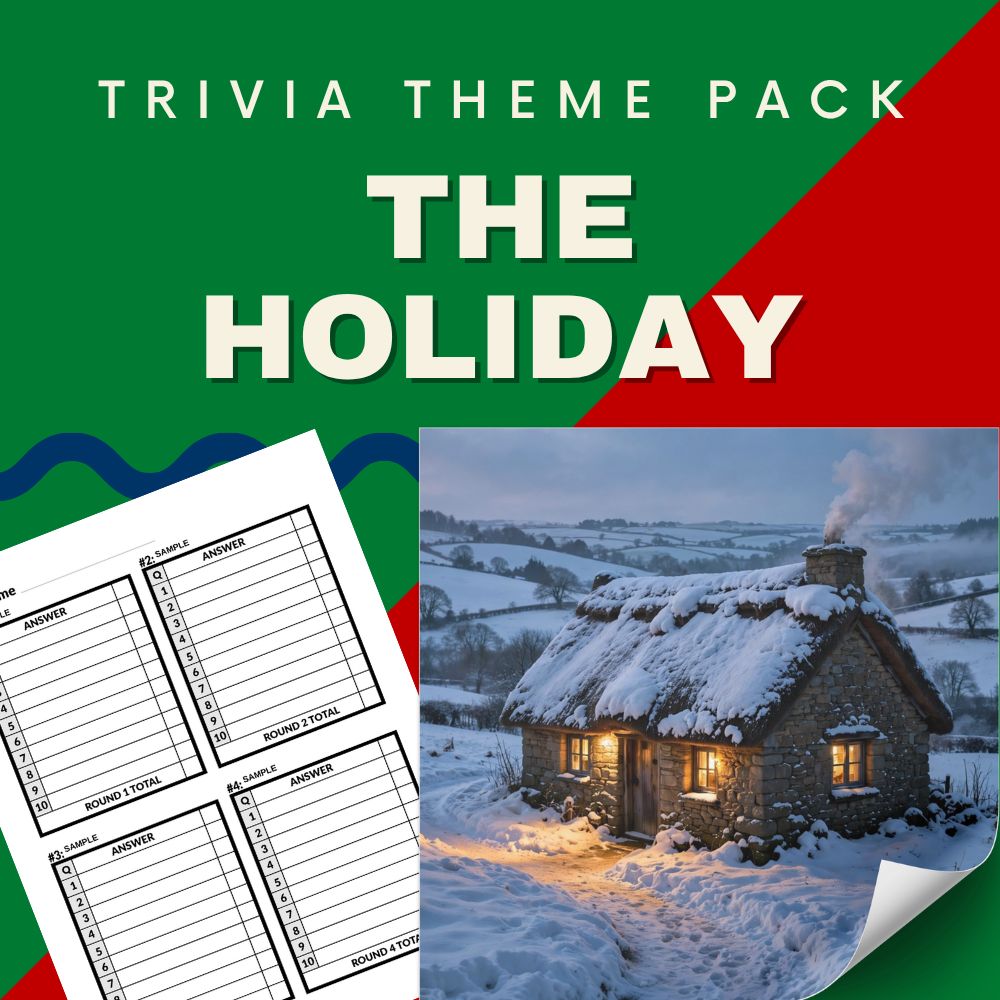 The Holiday 2006 trivia night theme pack cover - Nancy Meyers Cameron Diaz Kate Winslet romcom quiz