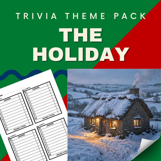 The Holiday 2006 trivia night theme pack cover - Nancy Meyers Cameron Diaz Kate Winslet romcom quiz
