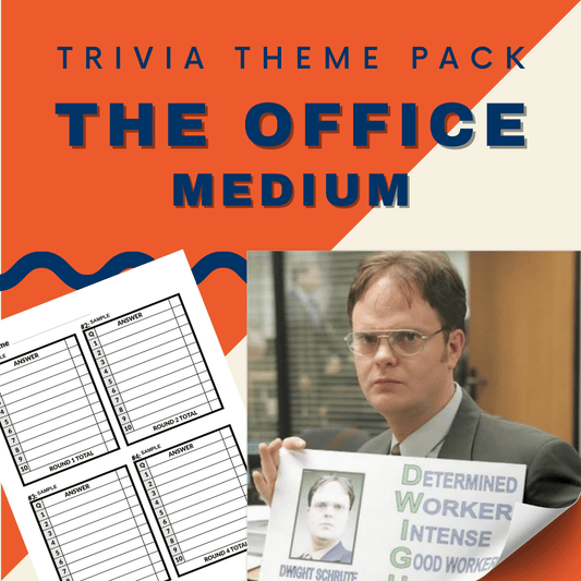 Image of Cheap Trivia's "The Office (US Version) Trivia Night Theme Pack (MEDIUM)," showcasing a favorite character with a motivational poster, ideal for fans eager to challenge their knowledge and enjoy some fun.