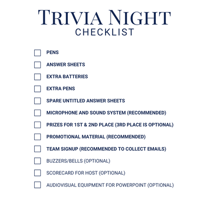 Trivia Night Checklist